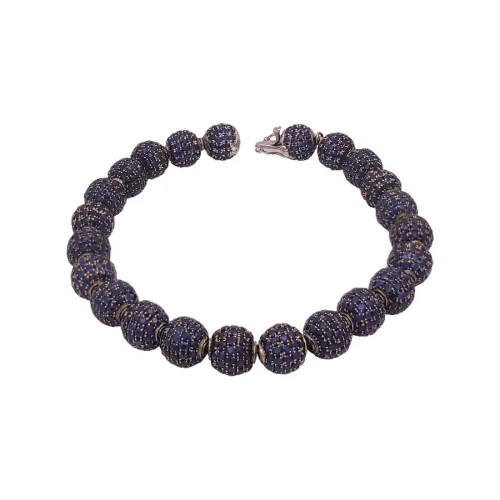 Pulseira Ouro Branco E Safiras Azuis