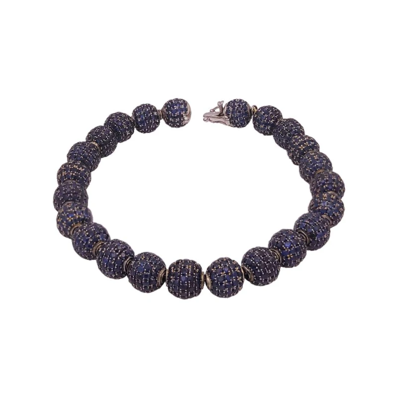 Pulseira Ouro Branco E Safiras Azuis Pulseira Ouro Branco E Safiras Azuis