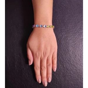 Pulseira Ouro Branco, Pedras Brasileiras E Diamantes