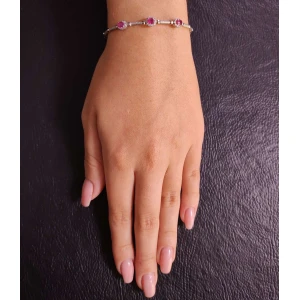 Pulseira Ouro Branco, Rubis E Diamantes