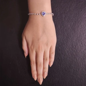 Pulseira Ouro Branco, Tanzanita E Diamantes