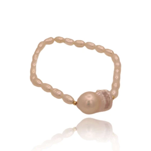 Pulseira Pérolas E Detalhes Em Ouro 18K