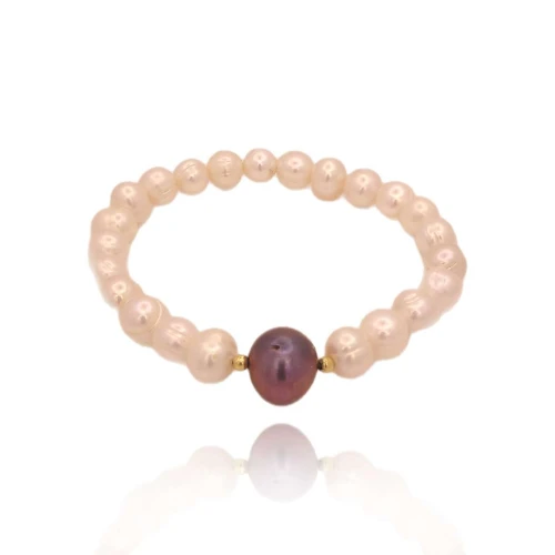 Pulseira Pérolas E Detalhes Em Ouro 18K