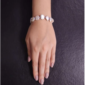 Pulseira Pérolas, Lápis Lasulis e Fecho Ouro 18K