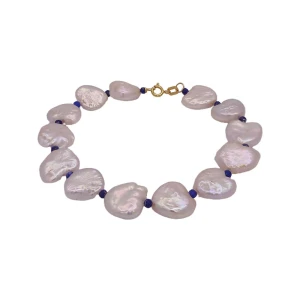 Pulseira Pérolas, Lápis Lasulis e Fecho Ouro 18K